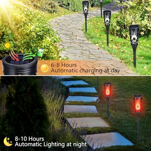 Toodour Solar Halloween Lights Outdoor, 10 Pack Solar Torch Lights