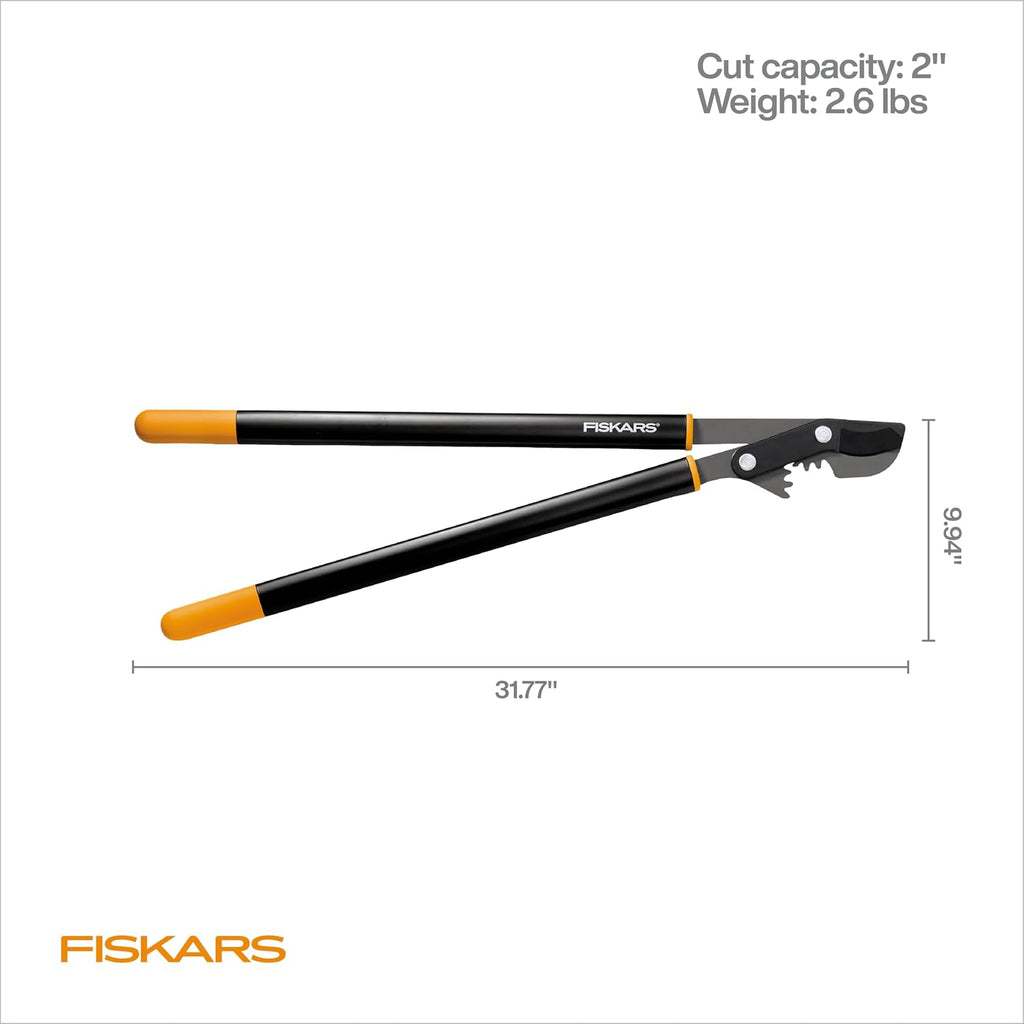 Fiskars 32” PowerGear Garden Bypass Loppers, Tree Trimmer, 2" Cut Capacity