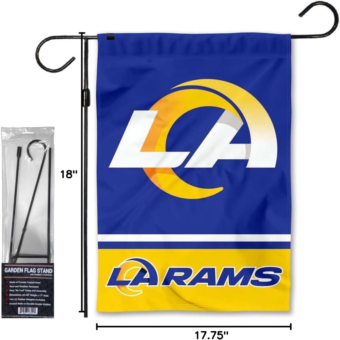 Rams LA Logo Garden Flag and Stand Pole Holder Mount