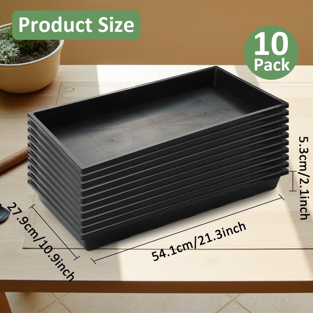RooTrimmer 1020 Flat Seed Starter Trays 10 Pack, Plastic Nursery Pots Trays & Seeds Potting Plants Tray, Durable