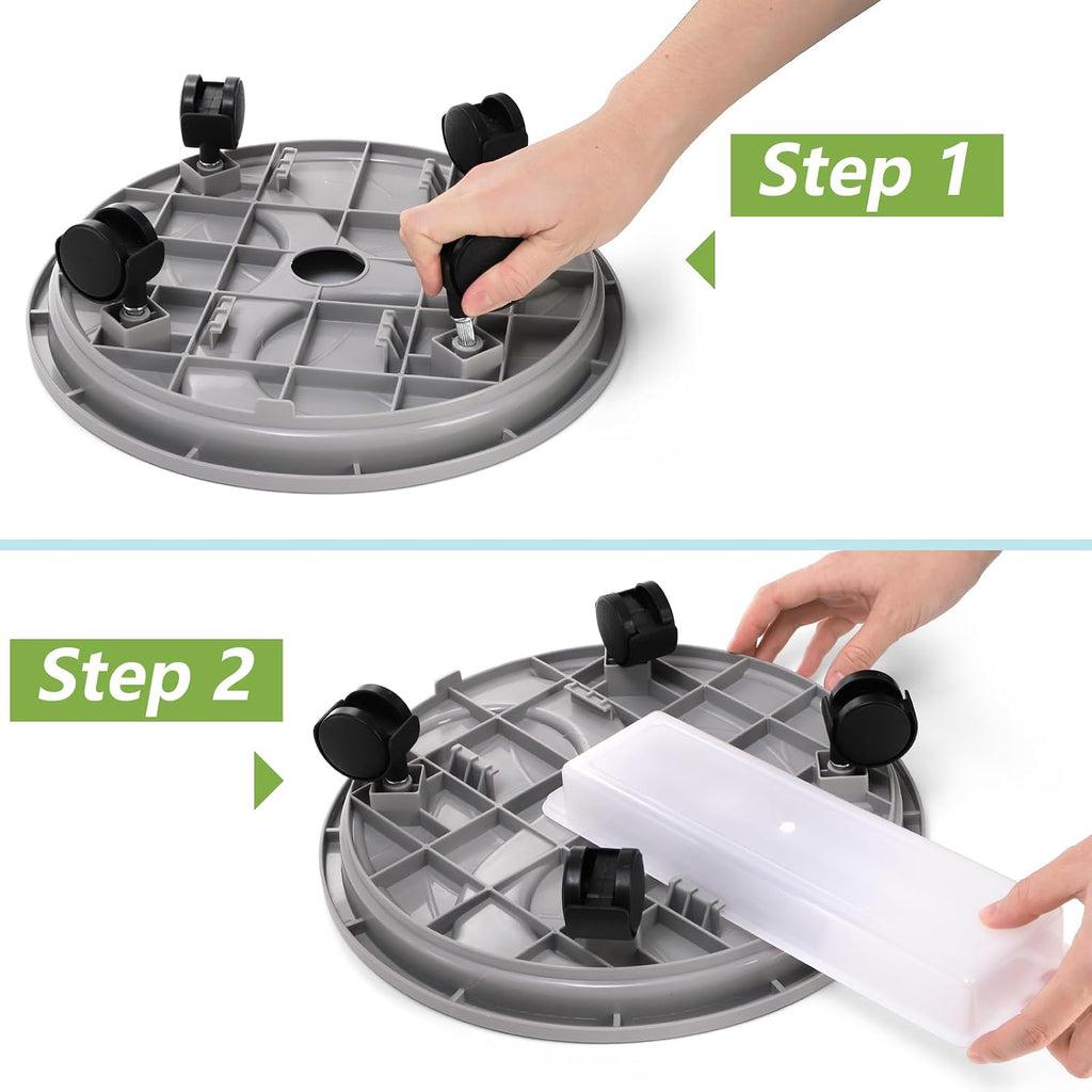 3 Pack Plant Caddy with Wheels, 12 Inch | Heavy Duty Planter Pallet with Drainage Tray, Round Flower Pot Dolly Rolling
