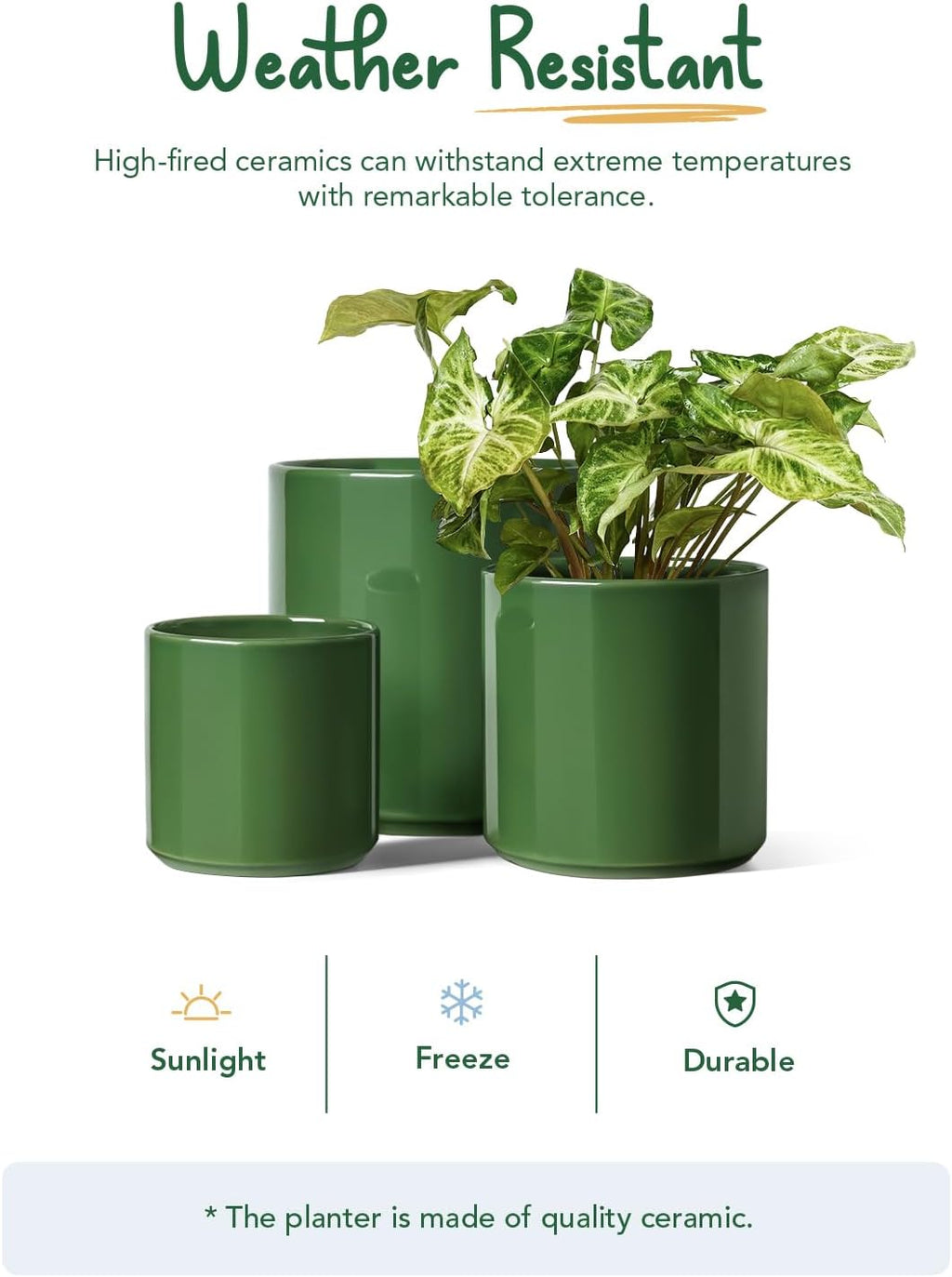 LE TAUCI 10+8+6 Inch Ceramic Pots for Plants, Indoor Planters with Drainage Hole and Plug, Modern Cylinder Flower Pots