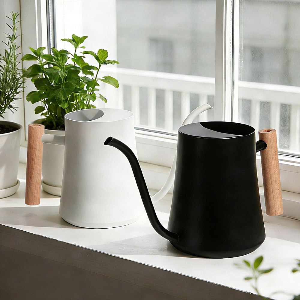 Small Watering Can Indoor Plants Metal Watering Cans 1L/34oz (White)