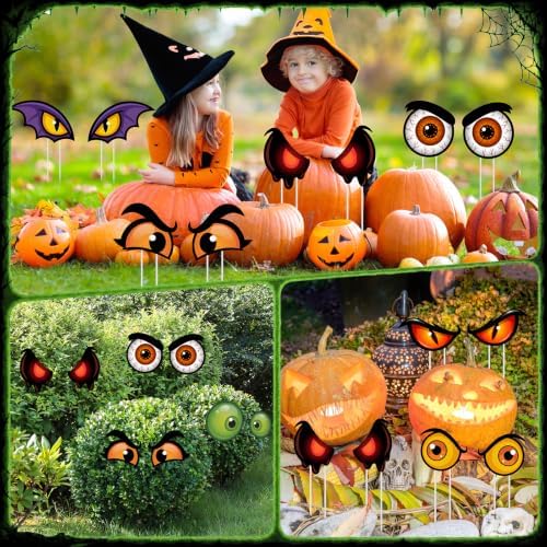 Junkin 16 Pcs Big Halloween Bush Eyes, 8 Pairs Monster Eyes Yard Decoration