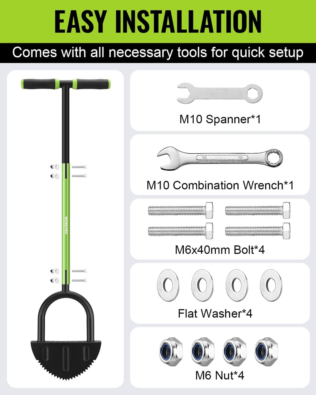 WORKPRO 40-Inch Edger Lawn Tool, Half Moon Saw Tooth Lawn Edger | Half Moon Saw-Tooth Steel Blade, Wide Footplate