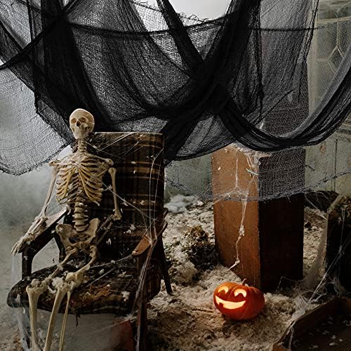 Alpurple 6 PCS Halloween Creepy Cloth, 30 x 72 Inch Black Scary Spooky Fabric Cloth, Freaky Loose Weave Creepy Gauze for Halloween Party Decoration
