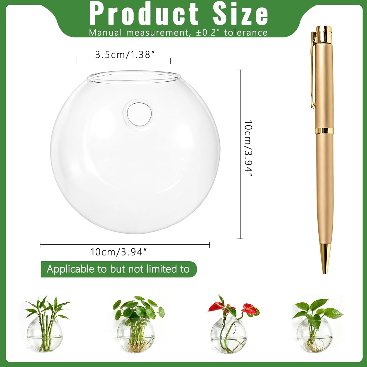 NUPTIO Glass Wall Hanging Planters: Propagation Station for Plants, 4 Pcs | Wall Mount Clear Vase, Terrarium for