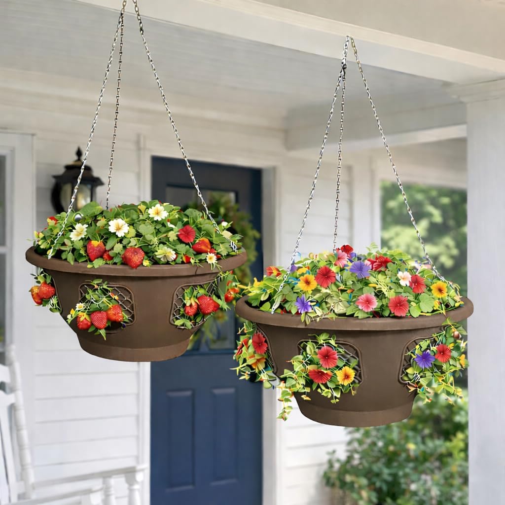 Ultimate Hanging Baskets - Strawberry, Tomato, Flower, and Herb Outdoor Planters - Use Garden Pots for Growing Plants