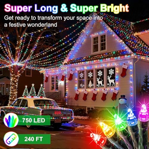 750 LED 240FT Christmas String Lights Outdoor, 12 Pro Modes with Timer