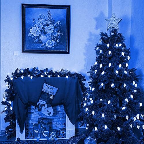 Dazzle Bright C9 Christmas String Lights, 100 LED 66 FT Waterproof Connectable Green Wire Fairy Lights, Christmas Lights for Indoor Outdoor Home Garden Yard Xmas Tree House Decorations (Blue)