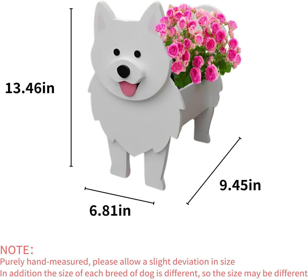 Samoan Dog Planter Pots, Animal Shaped Flower Pot | Cute Plant Gift for Women and Pet Lovers, Indoor Outdoor Garden