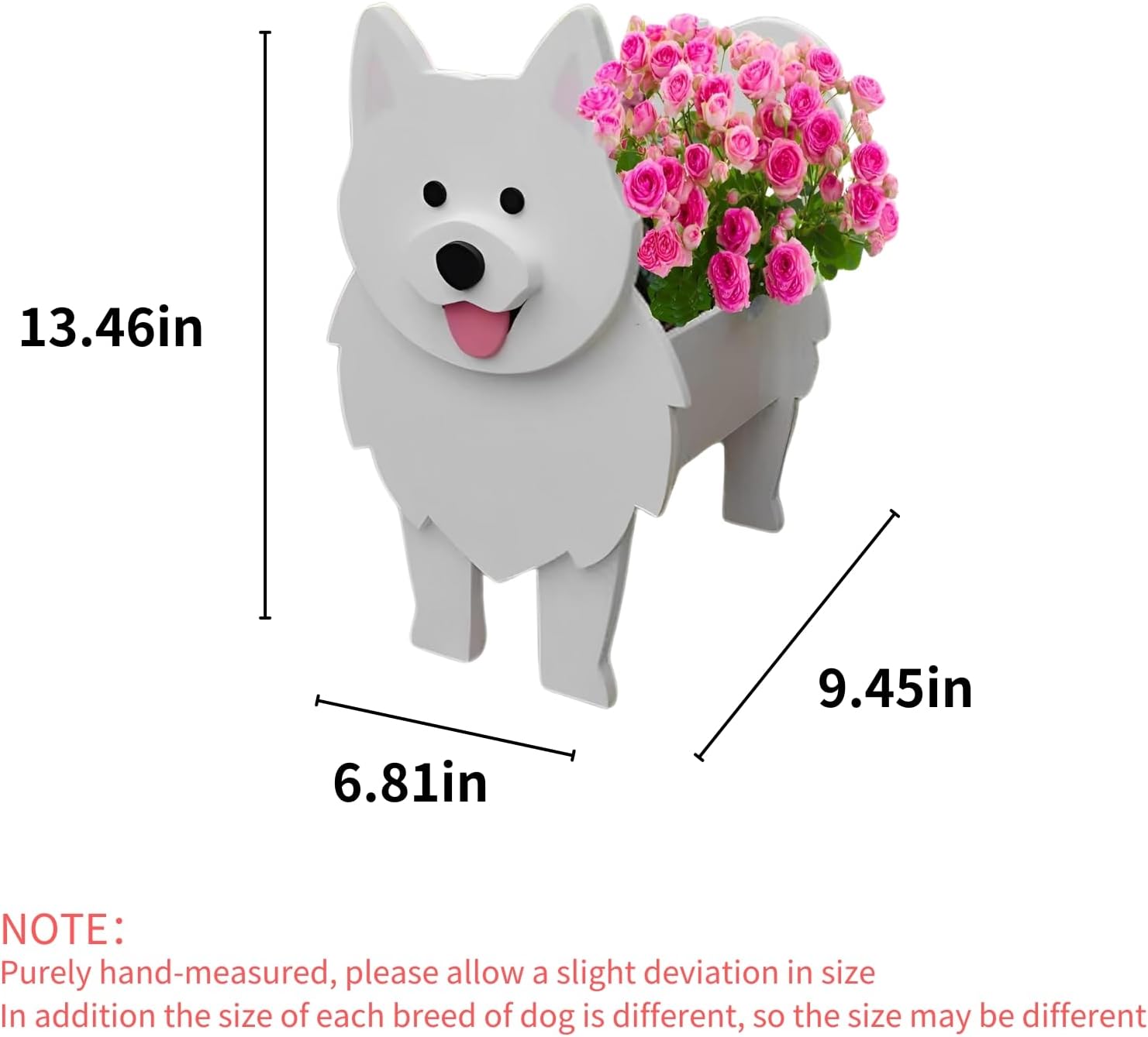 Samoan Dog Planter Pots, Animal Shaped Flower Pot | Cute Plant Gift for Women and Pet Lovers, Indoor Outdoor Garden