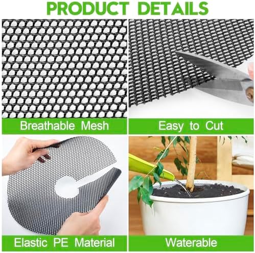 4 Pack Plant Pot Grids - 15.7 Inch Cuttable Soil Cover Protector from Cats, Animals Digging Stopper, Indoor Plant Pot Soil Guard for Outdoor Garden Balcony