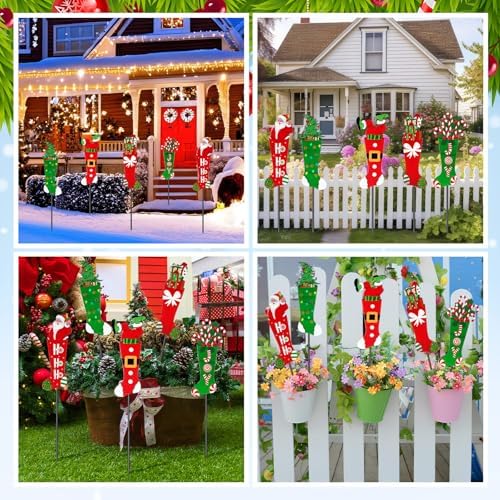 Roowest 5 Pack 12'' H Metal Christmas Yard Stakes Outdoor Decorations