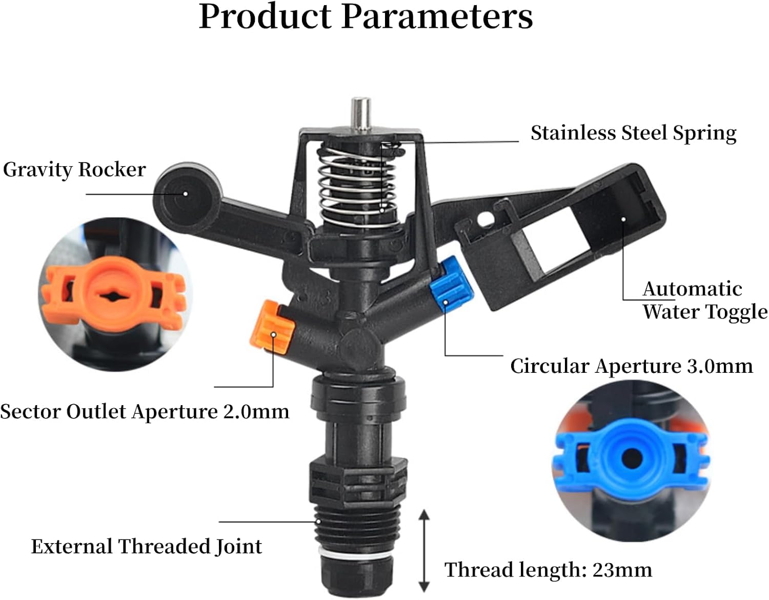 Rocking Arm Sprinklers,10PCS Plastics G 1/2 Male Thread 360° Rotating Sprinklers Watering Sprinkler for Yard Lawn and