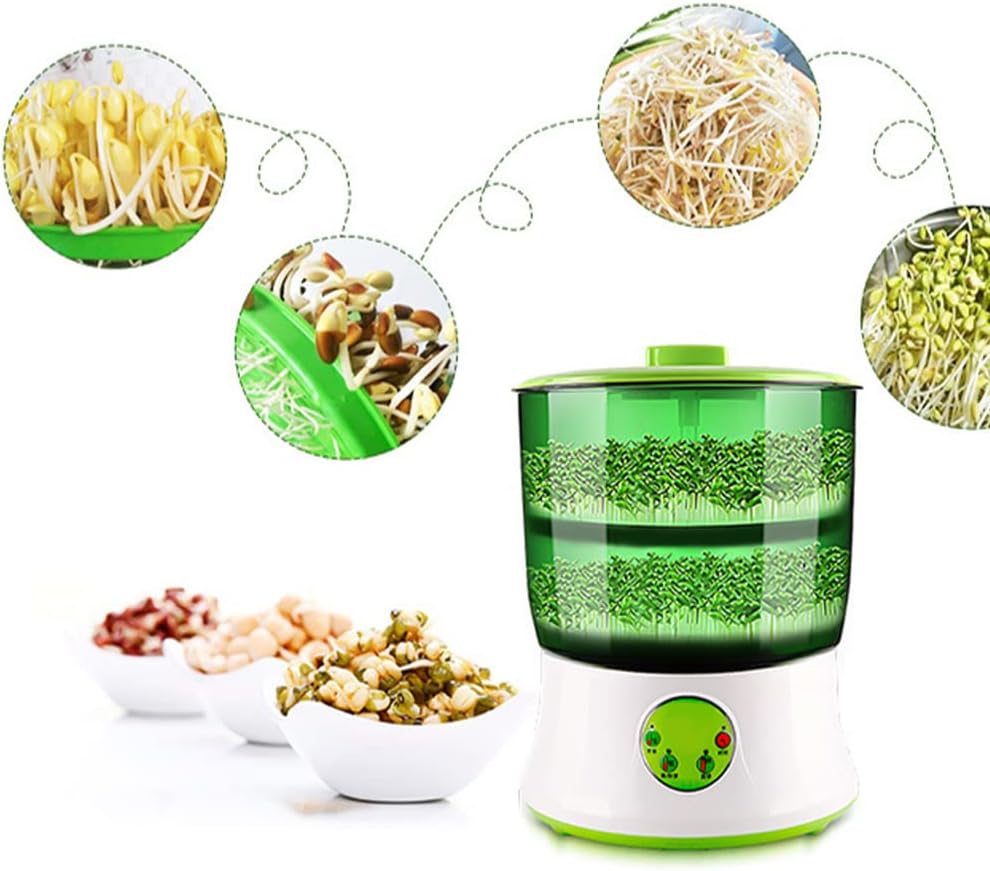 Bean Sprouts Machine, Seed Sprouter Kits, Automatic Sprouts Growing Kit 2 Layers, Auto Household Bean Seed Cereal