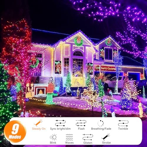 LitHome Color Changing Christmas String Lights Connectable, 66Ft 200 LED