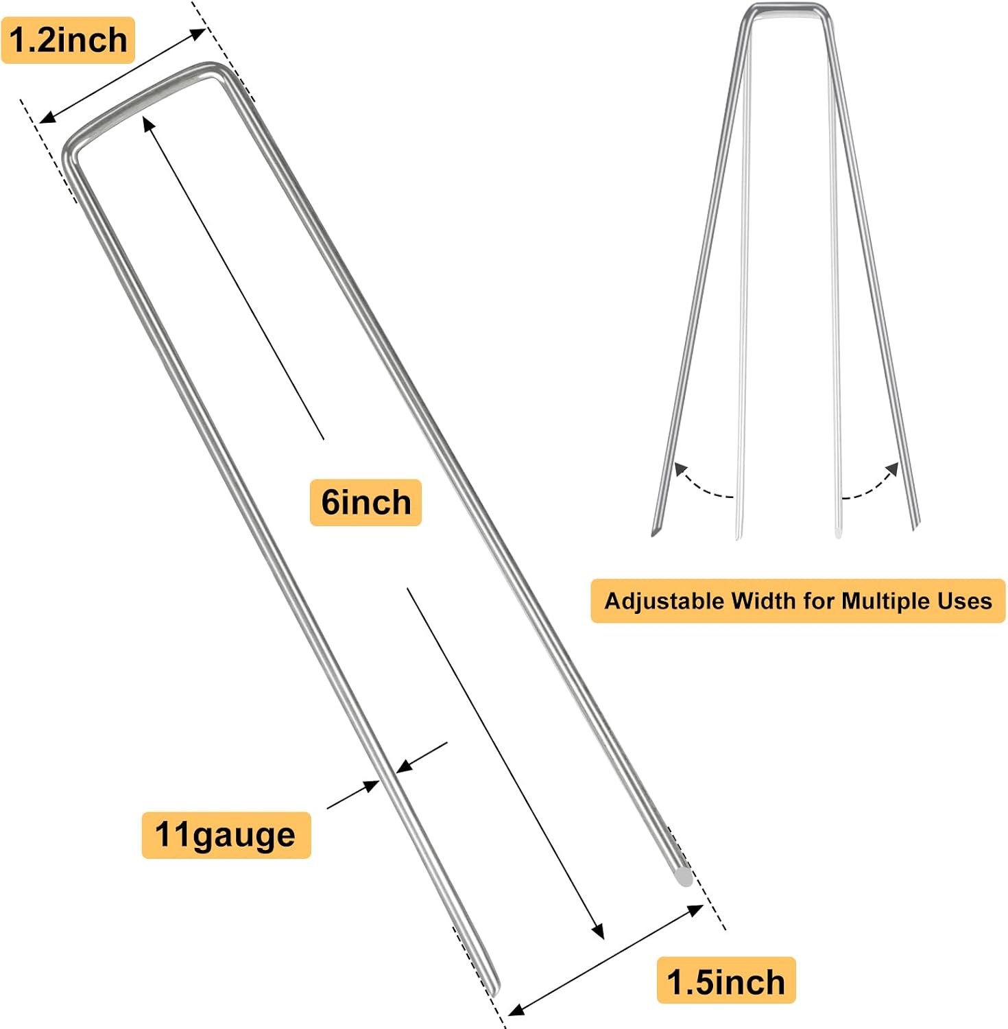 Whonline 400 Pack Landscape Staples 6 Inch, Galvanized Garden Stakes | U-shaped Ground Staples for Landscape Fabric