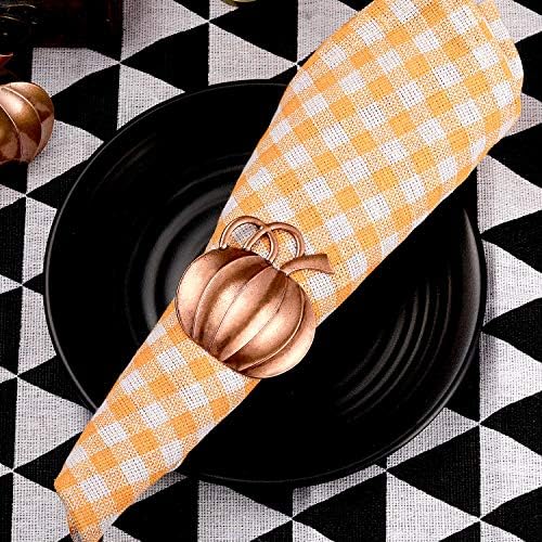 Patelai 12 Pieces Fall Pumpkin Napkin Rings Thanksgiving,Bronze