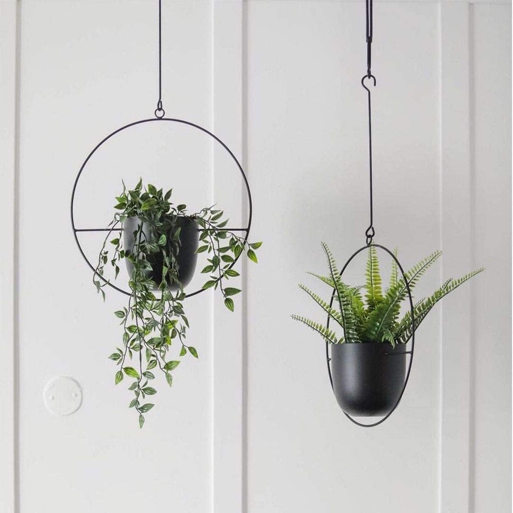 2 Pcs Hanging Planters for Indoor and Outdoor Plants with Hooks and Chains, Metal Modern Wall Ceiling Planter Hangers