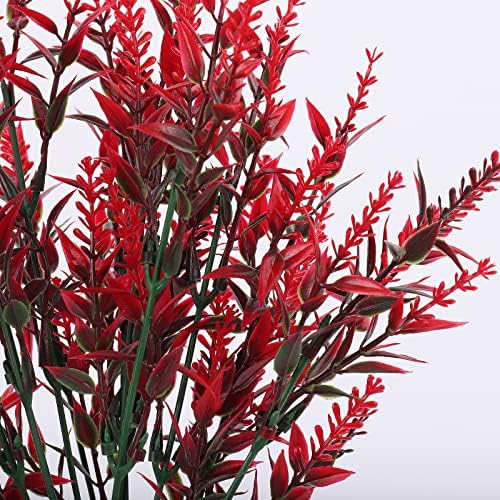 RECUTMS Spring Fall Decoration,Fake Greenery,Artificial Red Flowers Outdoor