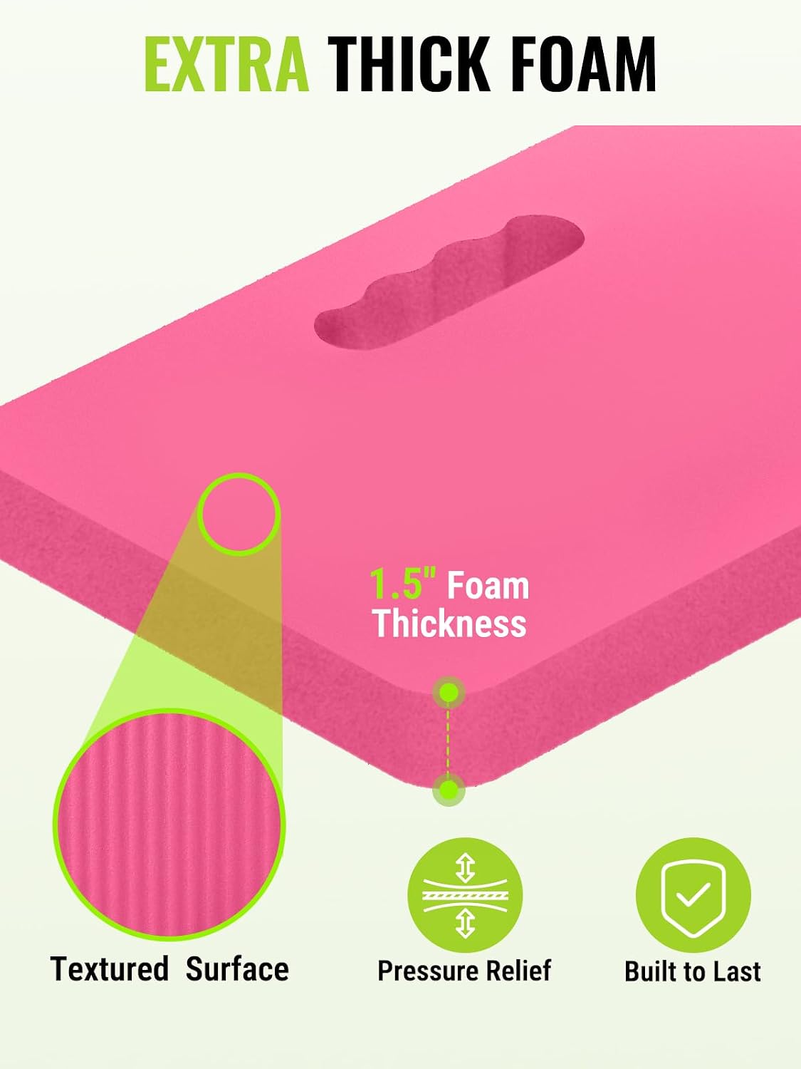 WORKPRO Extra Thick Kneeling Pad, 2 Pack, 17.5 x 11 x 1.5 in, Pink | Soft NBR Foam Cushioning for Knee, Large Foam