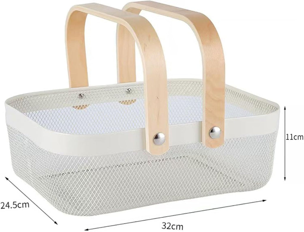 AJIODA Metal Mesh Steel Basket, Storage Organizer Basket Garden Harvest Basket Multi-functional Kitchen Fruit Baskets