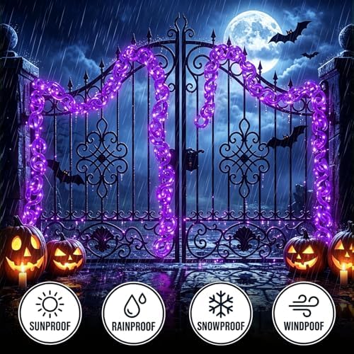 10 ft Halloween Chain Lights, Purple Halloween Lights