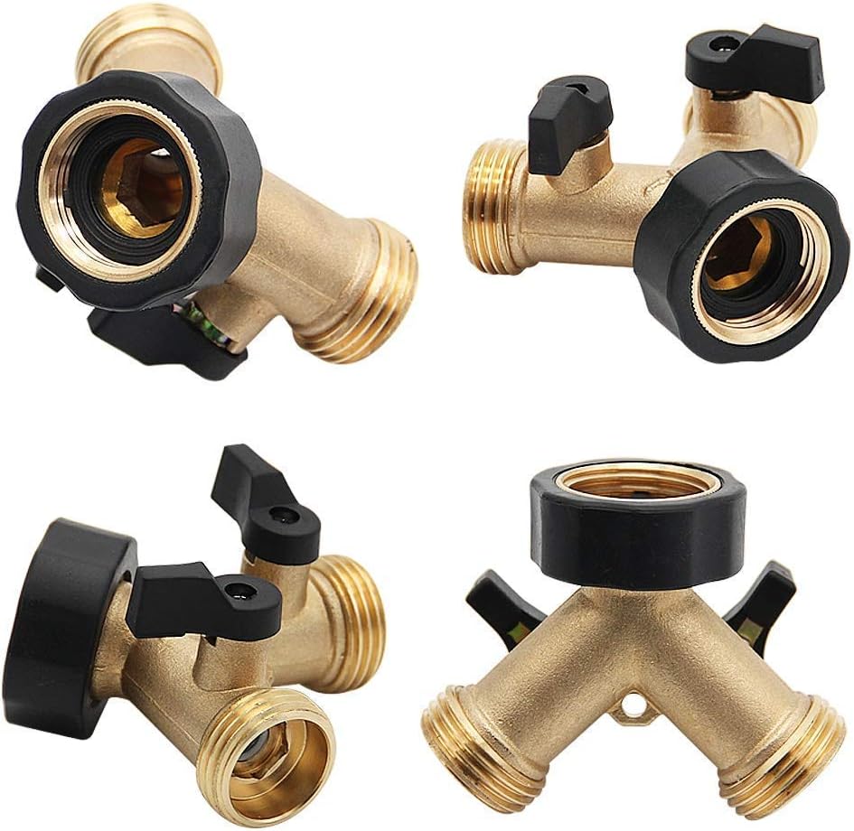 Twinkle Star 3/4 Inch Garden Hose Fitting Quick Connector Set, 4 Set | Garden Hose Splitter 2 Way, Y Connector Brass