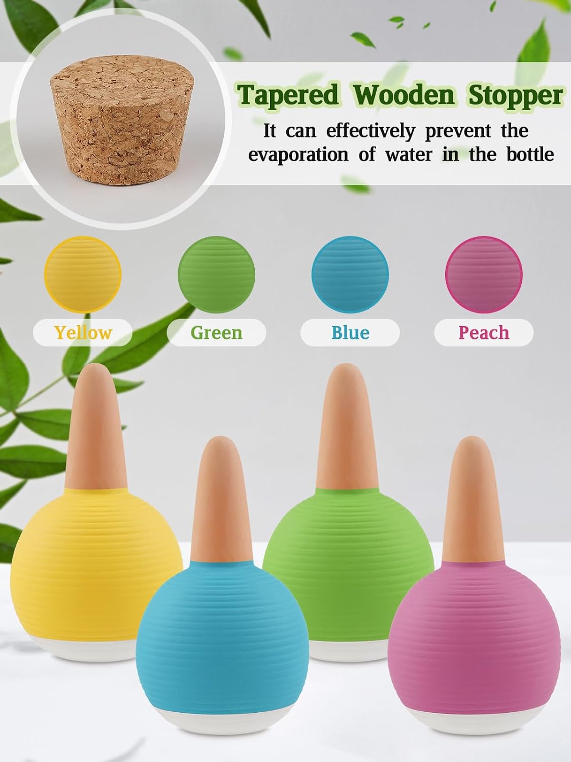 4Pcs Plant Watering Globes, Kalolary Large Terracotta Automatic Watering Stake Devices with Wooden Stopper for Pots