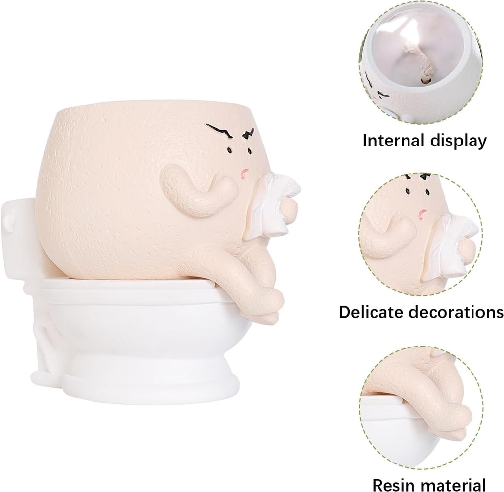 Face Planter Pots Funny Toilet Plant Pot for Indoor Plants, Cute Face Head Flower Pots Quirky Succulent Planters Gift
