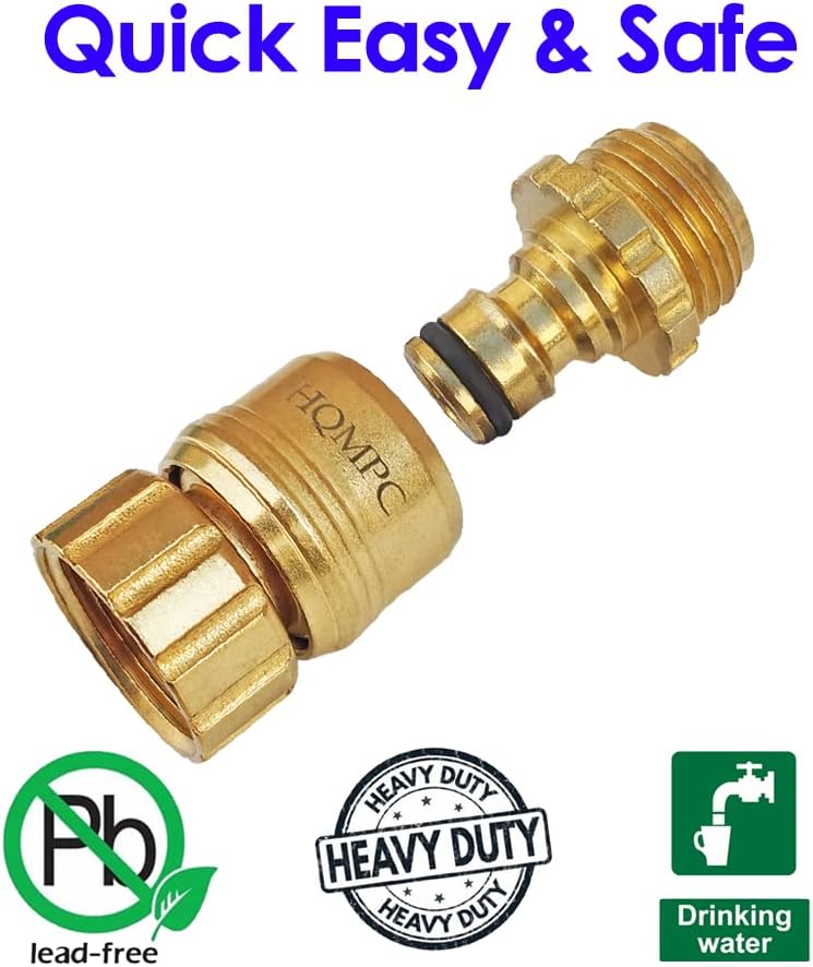 Garden Hose Quick Connect Brass Hose Quick Connect Fittings For Garden Watering 3/4" GHT (2 SETS, No Pb)