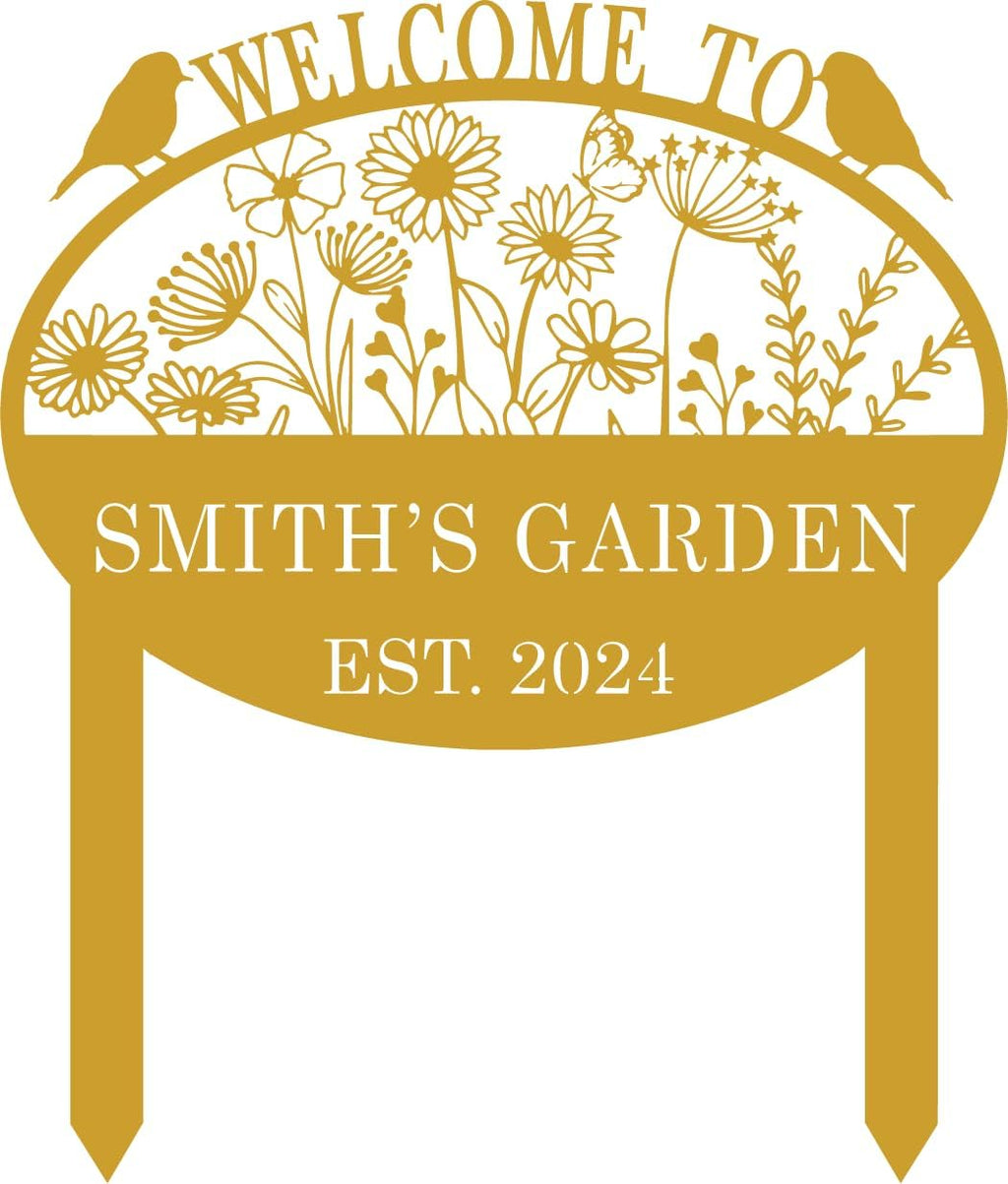 Personalized Metal Garden Flower Sign with Stakes, Custom Garden Decor for Outdoor, Flower Sign Plaque, Yard Sign, Lawn