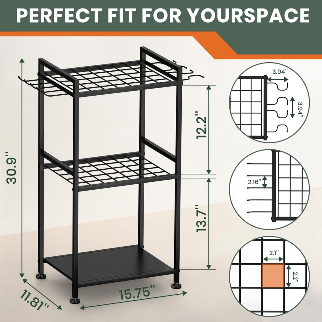 SPACECARE Garden Tool Organizer with Feet Up to 35 Long-Handled Tools Black | Yard Tower Rack for Garage Organization
