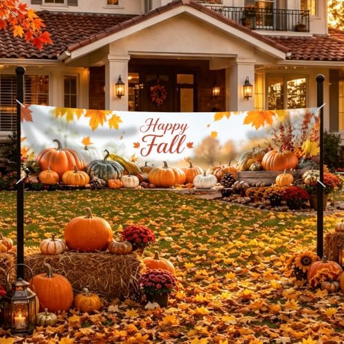 Nuxovilar Happy Fall Banner,78.7"x17.7" Polyester