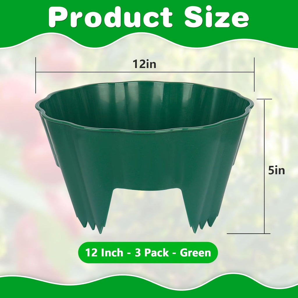3 Pack of 12 Inch Planting Grow Rings, Planting Protective Round Garden Edging, Keeping Plants Separated, Weed Control