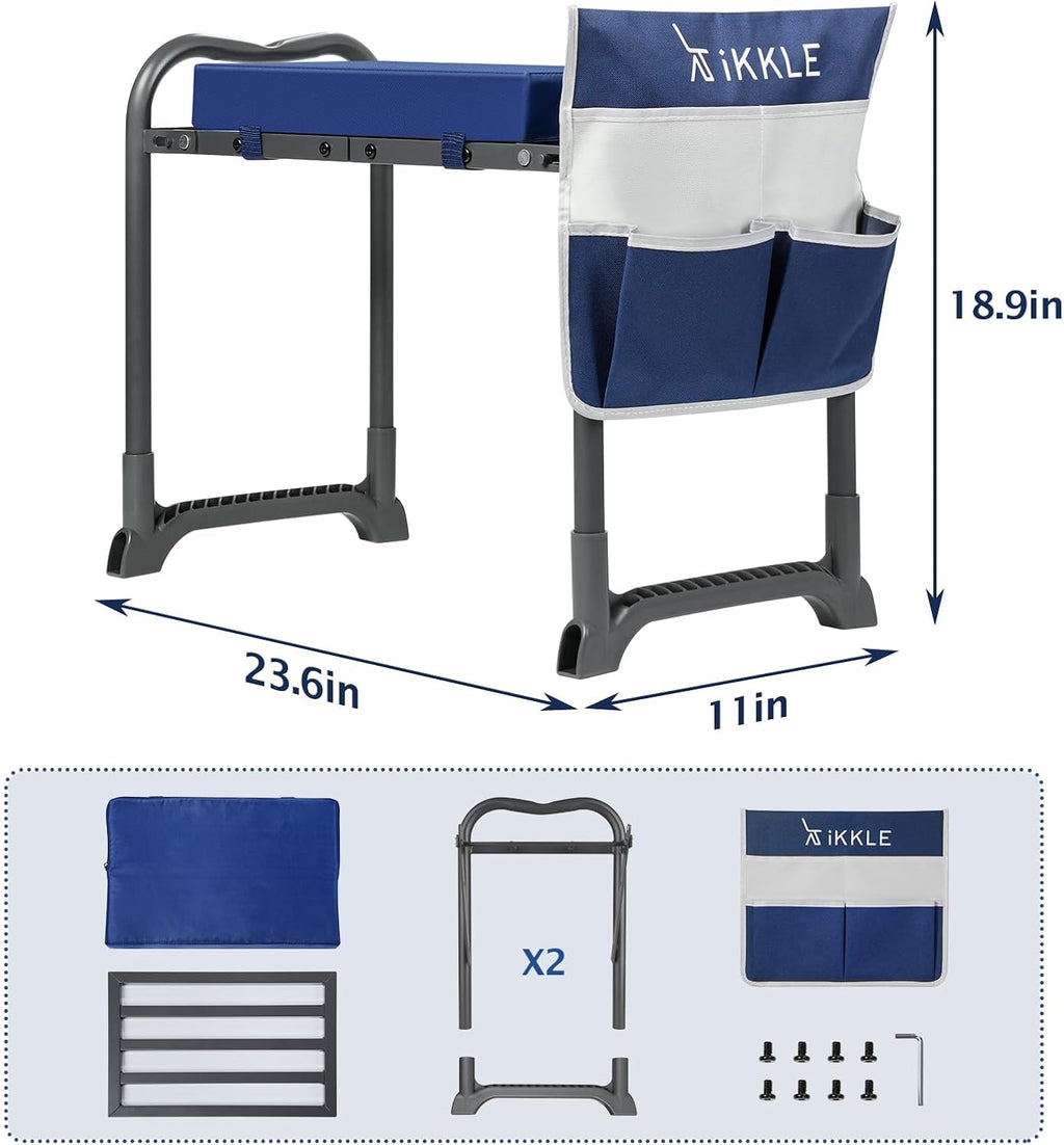 ikkle Heavy Duty Garden Kneeler and Seat, 838LB+ Capacity | Gardening Stool with Thicken & Widen Soft Kneeling Pad