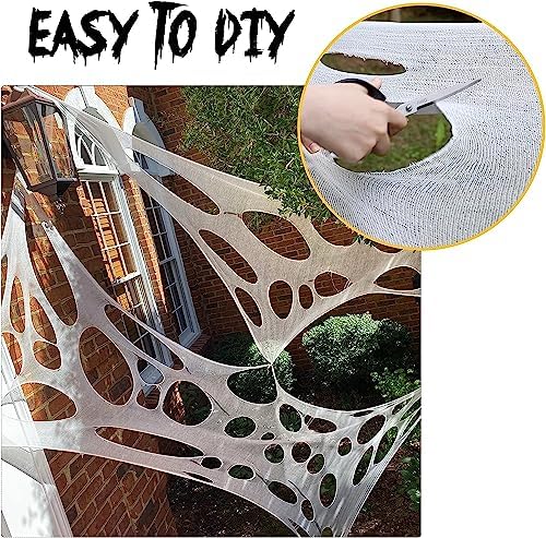JOYSELLER 2PACK Flexible Spider Web Halloween Decorations Outdoor