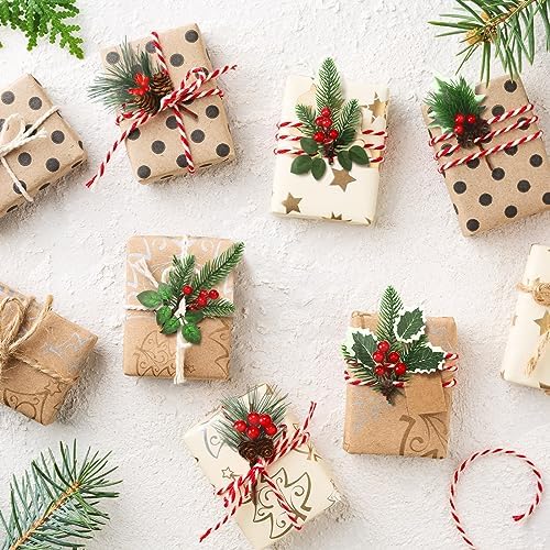 48 Pcs Christmas Floral Picks and Sprays Cone Berry Stems for Craft, Vivid
