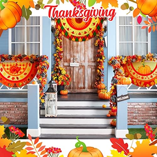 4 Pcs Fall Bunting Flag for Outside Autumn Banner 3 x 1.5 Ft