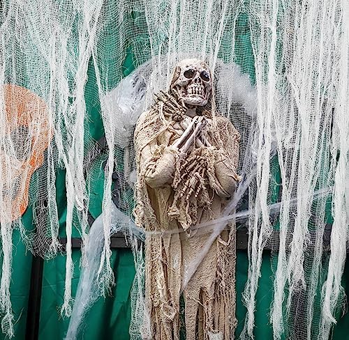 200" x 59" Halloween Spooky Cloth - Creepy Spooky Halloween Decorations - Large Size Scary Creepy Gauze for Halloween Party Supplies Stairway Window Table Doorways Decor