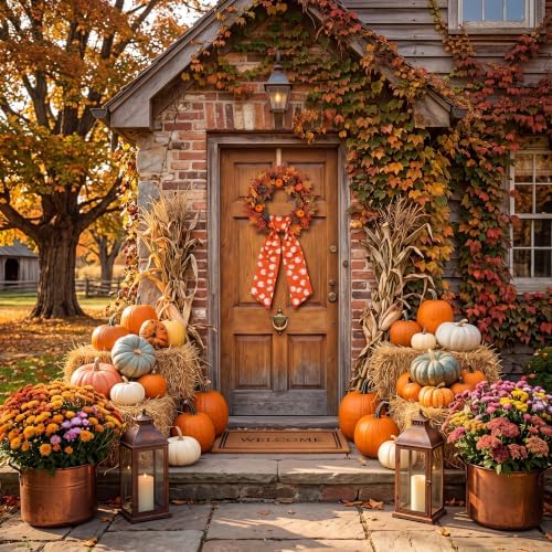VitalCozy Fall Pumpkin Wreath Sash for Front Door