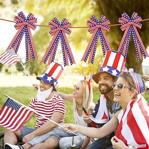 2PCS Large 4th of July Wreath Bows for Independence Day Front Door Decor