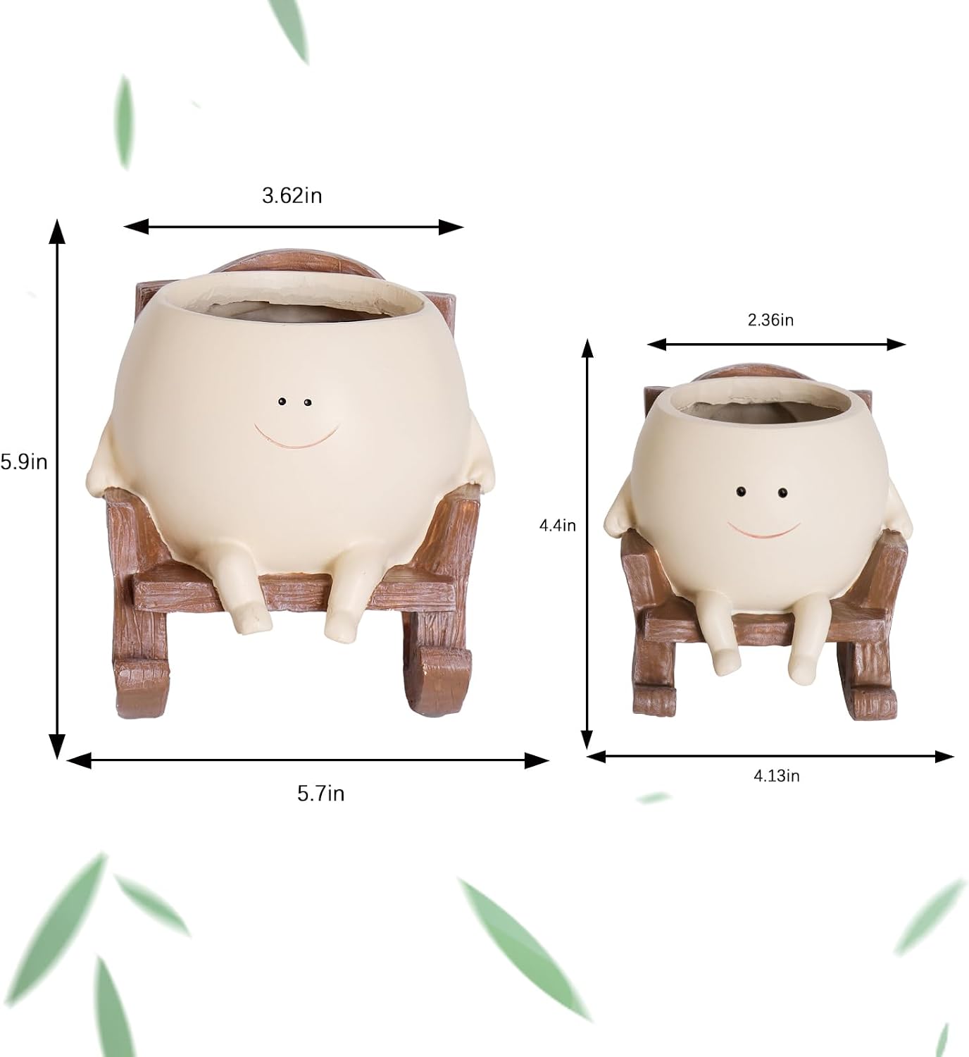 Camotank Smiley Face Rocking Chair Planters Flower Pots for Plants Funny Succulents Plant Live Cute Resin Head Planter