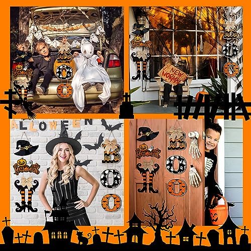 Leinuosen 2 Pcs Halloween Ghost Witch Door Sign Boo Front Door Decor, Witch
