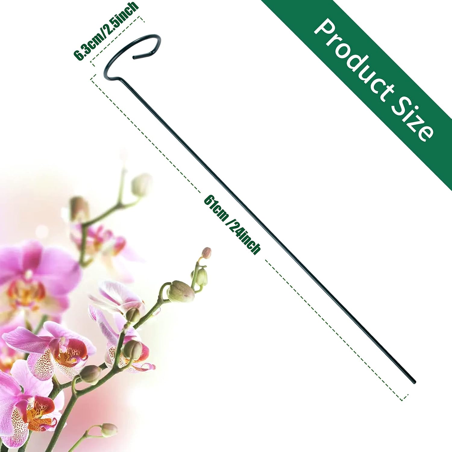 12 Pack Plant Support Stakes with 24 Pcs Plant Clips, Garden Single Stem Support Stake, Plant Cage Support Ring for