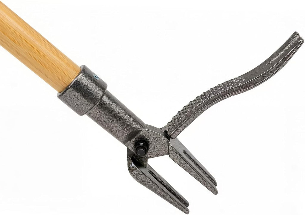 Weed Puller Tool, 44" Stand Up Heavy Duty Root Removal Garden Tools with 4 Claw Steel Head, Made with Real Bamboo &