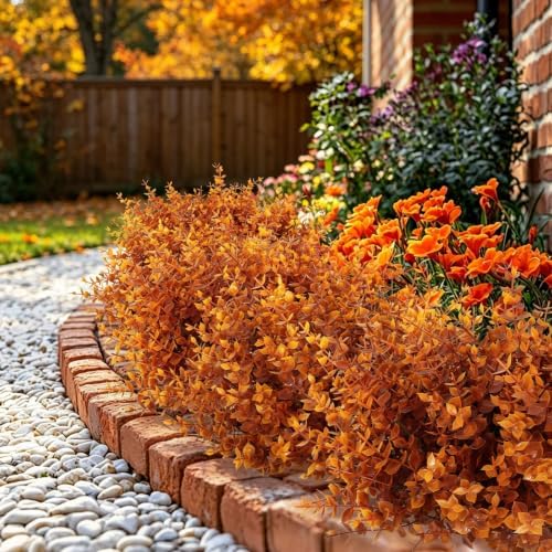 RECUTMS 12Pcs 13.8" Artificial Fall Plants Faux Outdoor Plants Fake Bushes