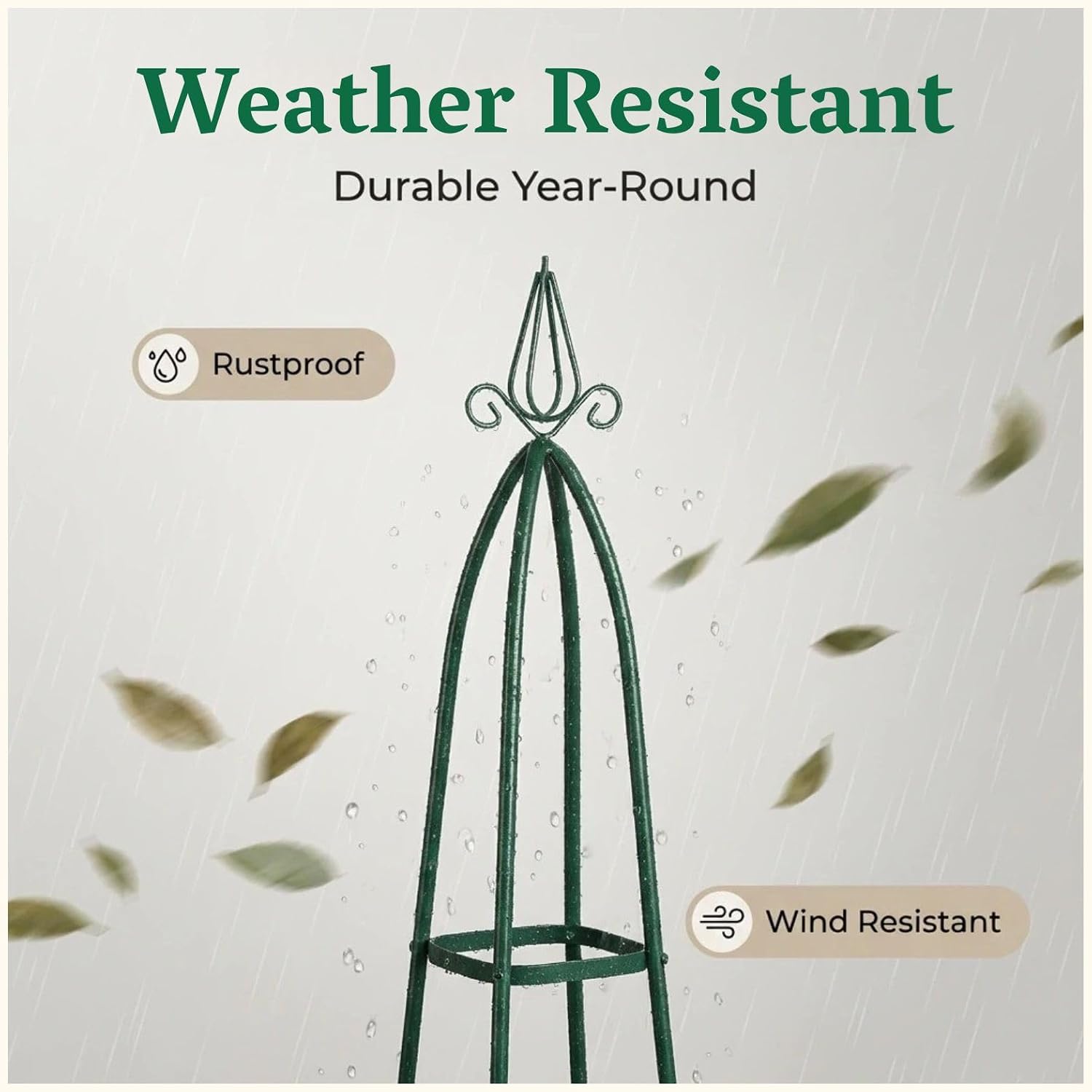 100% Metal Garden Obelisk Trellis for Climbing Plants Outdoor | Powder-Coated Steel Tall Garden Teepee Trellis | Sturdy