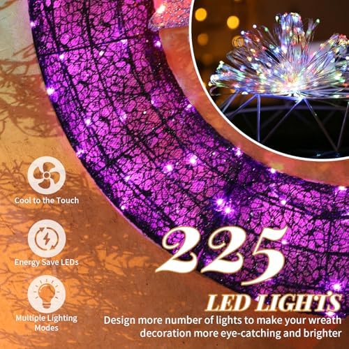 Karl home 36 in Pre-Lit Outdoor Christmas Wreath, 224 LED Lights, Purple